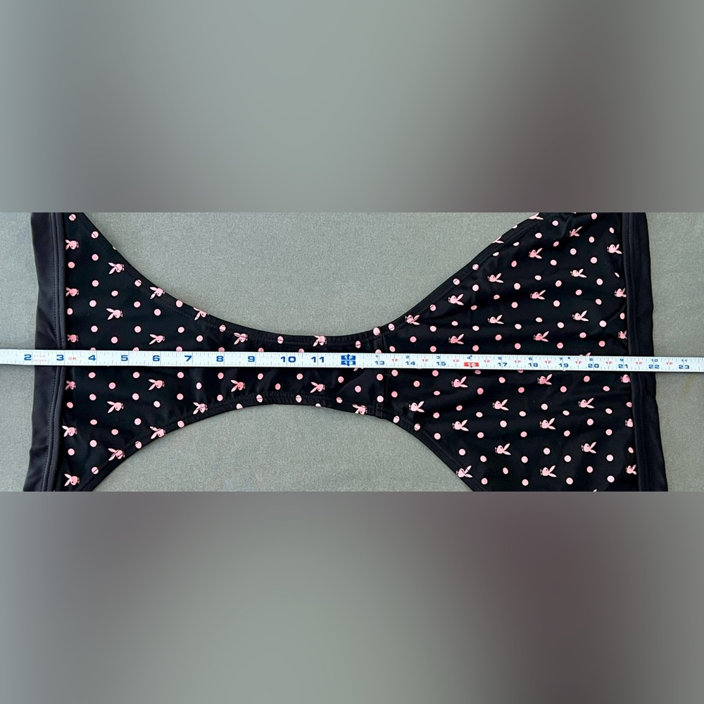 Playboy Black Polka Dot Bikini Set Size XL – Tie Sides & Bow Detail - Picture 12 of 12